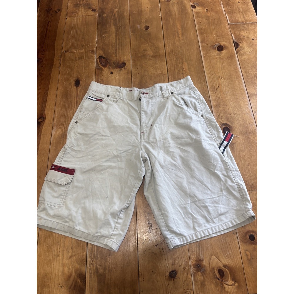 Tommy Jeans Men's Cargo Shorts Size 34 Khaki Beige Flat Front Casual